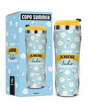 Copo plast. inox new 350ml - com amor tudo floresce