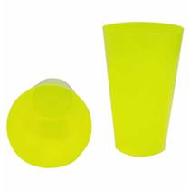 Copo plastico 300ml amarelo limao fluorescente / 10un / clean wave