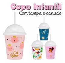 Copo Plástico 360ml com Tampa e Canudo Kids Jaguar