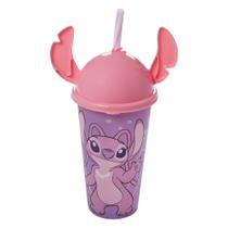 Copo Plástico 500ml Plasútil Angel com Canudo e Tampa 3D Copo Plástico 500ml Plasútil Angel com Canudo e Tampa 3D