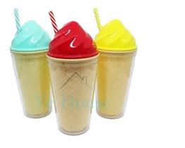 Copo Plástico Canudo Sorvete Milk Shake Confeitaria Presente