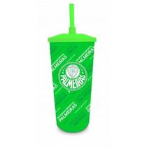 Copo plástico com canudo 500ml - palmeiras
