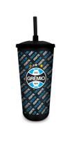 Copo plastico com canudo 500ml times futebol - gremio - Brasfoot Presentes