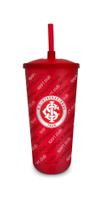 Copo plastico com canudo 500ml times futebol - internacional - Brasfoot Presentes