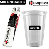 Copo Plástico Descartável Copaza PS Liso Translúcido Suco Chopp - Linha Dia a Dia - 400ml - 500 Unidades