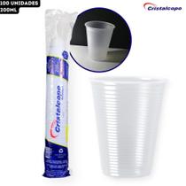 Copo Plástico Descartável Estriado Transparente Água Café Cristalcopo - 200ml - pct 100 Unidades
