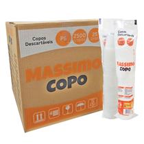 Copo Plástico Descartável PS Massimo 150ml Caixa 2500 Unidades 25x100 Água e Bebidas Frias