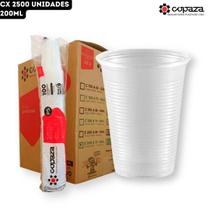 Copo Plástico Descartável Translúcido Estriado Água Café Chá Copaza - 200ml - CX 2500 Unidades (CX25x100)
