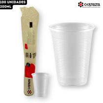 Copo Plástico Descartável Translúcido Estriado Água Café Chá Copaza - 200ml - pct 100 Unidades