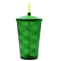 Copo Plastico espiral C/tampa e canudo 400ml