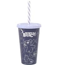 Copo Plástico Refri Stitch Disney Com Canudo 500ml