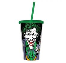Copo Plastico Tampa Canudo Coringa Baralho DC Comics WB Geek