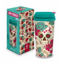 Copo Plástico Térmico Smart - Caveira Flowers - Brasfoot