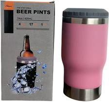 Copo Porta Cerveja Térmico Suporte Garrafa Térmica De Lata Latinha Latão Long Neck Aço Inox Rosa