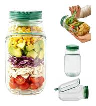 Copo Pote de Salada com Tampa e Compartimento para Molho, Marmiteira Fitness Portátil Hermética Anti Vazamento