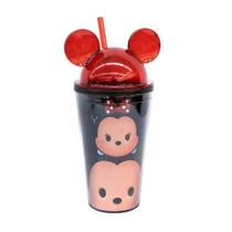 Copo Preto Canudo E Orelhas Mickey & Minnie Tsum Tsum 450 ml