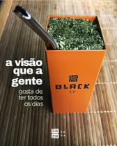Copo quadrado Black inox laranja