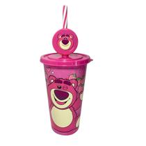 Copo refri com tampa canudo pin lotso 500ml plastico agua suco