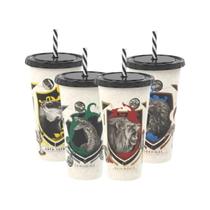 Copo Refri Infantil 700mL com Canudo Harry Potter Antivazamento Plástico Resistente Leve Durável Para Crianças