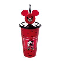 Copo Refri Minnie Infantil com Tampa Canudo 500ml Disney