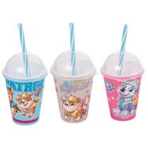 Copo Refri Suco Com Canudo Patrulha Canina 280ml - Plasútil