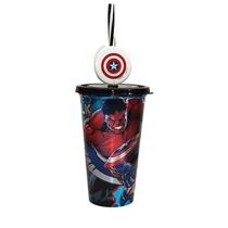 Copo Refrigerante com Pingente Capitão América 500ml 17777 - Plasútil Copo Refrigerante com Pingente Capitão América 500ml 17777 - Plasútil