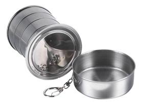 Copo Retrátil Dobrável De Aço Inox Chaveiro 250ml