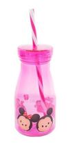 Copo Rosa Com Canudo Mickey E Minnie Tsum Tsum 350ml - Disne
