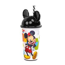Copo Shake Com Canudo E Orelhas Do Mickey Mouse 500Ml Copo Shake Com Canudo E Orelhas Do Mickey Mouse 500Ml