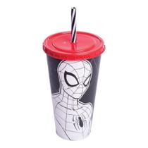 Copo Shake de Plástico 700 ml com Tampa e Canudo para Colorir Homem Aranha - PLASUTIL