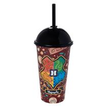 Copo Shake Harry Potter Hogwarts com Canudo 500ml Plasútil Copo Shake Harry Potter Hogwarts com Canudo 500ml Plasútil
