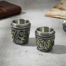 Copo shot de 68 ml aço inox com revestimento de resina temática aguia cavalheiro templario são jorge guerreiro dose Copo shot de 68 ml aço inox com revestimento de resina temática aguia cavalheiro templario são jorge guerreiro dose
