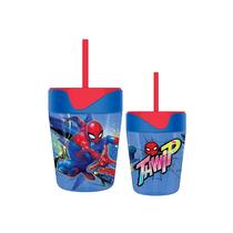 Copo Silver Buffalo Marvel Spiderman Twam 500ml com canudo