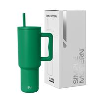 Copo Simple Modern Trek de 1,2 L com alça e tampa de palha