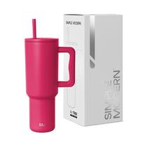 Copo Simple Modern Trek de 1,2 L com alça e tampa de palha