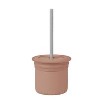 Copo Snack com Canudo Silicone Sip + Snack Brown e Grey - Minikoioi
