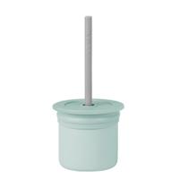 Copo Snack com Canudo Silicone Sip + Snack River Green e Grey - Minikoioi