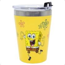 Copo Snap inox Bob Esponja com tampa Parede Dupla 300ml - Zona Criativa Copo Snap inox Bob Esponja com tampa Parede Dupla 300ml - Zona Criativa