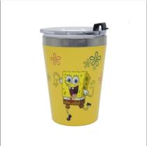 Copo Snap inox Bob Esponja com tampa Parede Dupla 300ml - Zona Criativa