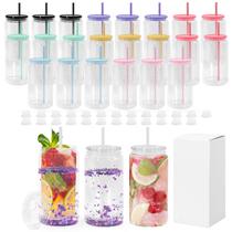 Copo Snow Globe CHLJAR 16 onças/473 ml de vidro com tampa e canudo x25