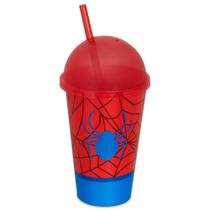 Copo Sorvete Decorado Infantil 550 ml Plástico c/ Tampa Oval e Canudo