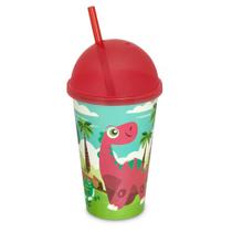 Copo Sorvete Decorado Infantil 550 ml Plástico c/ Tampa Oval e Canudo