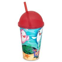 Copo Sorvete Decorado Infantil 550 ml Plástico c/ Tampa Oval e Canudo