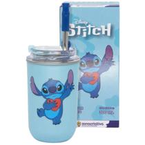 Copo Stitch Térmico Quente Gelado 300ml Com Tampa E Canudo Oficial Disney - Zona Criativa