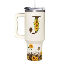 Copo SUFAVN 40 onças com alça de girassóis com monograma Copo SUFAVN 40 onças com alça de girassóis com monograma