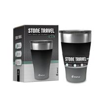 Copo Super TÉRMICO Travel Stone 500ml c/tampa- Brasfoot -DEGRADÊ PRETO