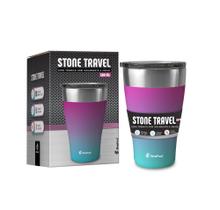 Copo Super TÉRMICO Travel Stone 500ml c/tampa -Brasfoot- DEGRADÊ ROSA