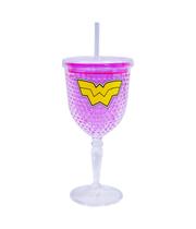 Copo Taça com canudo gel congelante Mulher Maravilha 300ML Copo Taça com canudo gel congelante Mulher Maravilha 300ML