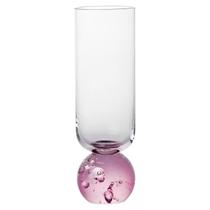 Copo Taça Em Vidro Transparente e Rosa 250Ml