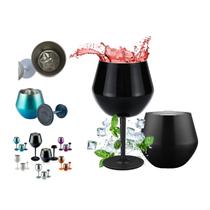 Copo Taça Térmica Inox 2 em 1 Haste Removível 414ml Suco Água Refrigerante Vinho Drink Cor:Roxo